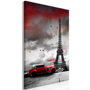 Tableau - Red Car in Paris (1 Part) Vertical fait partie des tableaux murales de la collection de worldofwomen découvrez ce magnifique tableau exclusif chez nous