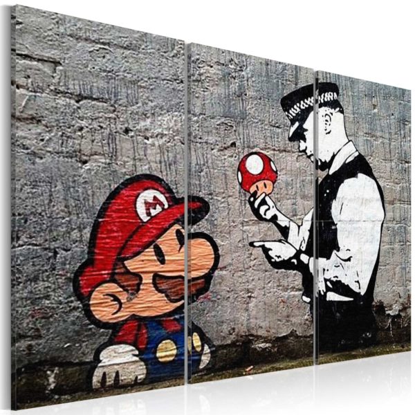Tableau - Super Mario Mushroom Cop by Banksy fait partie des tableaux murales de la collection de worldofwomen découvrez ce magnifique tableau exclusif chez nous