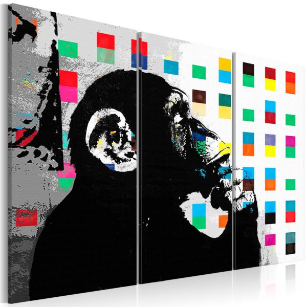 Tableau - The Thinker Monkey by Banksy fait partie des tableaux murales de la collection de worldofwomen découvrez ce magnifique tableau exclusif chez nous