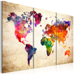 Tableau - The World's Map in Watercolor fait partie des tableaux murales de la collection de worldofwomen découvrez ce magnifique tableau exclusif chez nous