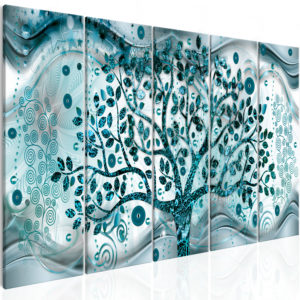 Tableau - Tree and Waves (5 Parts) Blue fait partie des tableaux murales de la collection de worldofwomen découvrez ce magnifique tableau exclusif chez nous