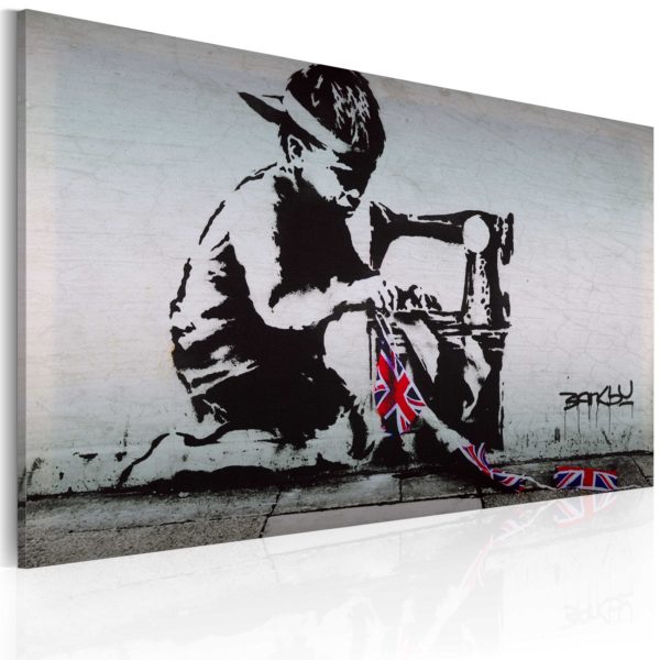 Tableau - Union Jack Kid (Banksy) fait partie des tableaux murales de la collection de worldofwomen découvrez ce magnifique tableau exclusif chez nous