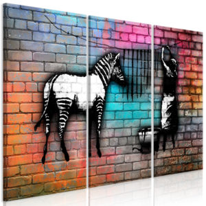 Tableau - Washing Zebra - Colourful Brick (3 Parts) fait partie des tableaux murales de la collection de worldofwomen découvrez ce magnifique tableau exclusif chez nous