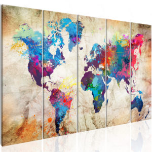 Tableau - World Map: Colourful Ink Blots fait partie des tableaux murales de la collection de worldofwomen découvrez ce magnifique tableau exclusif chez nous