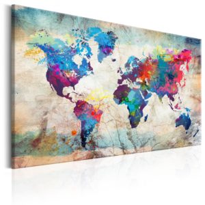 Tableau - World Map: Colourful Madness fait partie des tableaux murales de la collection de worldofwomen découvrez ce magnifique tableau exclusif chez nous