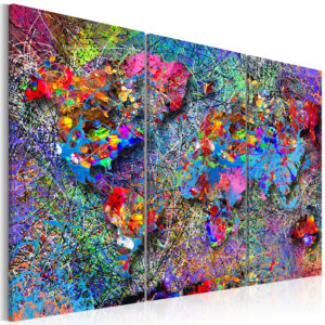 Tableau - World Map: Colourful Whirl fait partie des tableaux murales de la collection de worldofwomen découvrez ce magnifique tableau exclusif chez nous