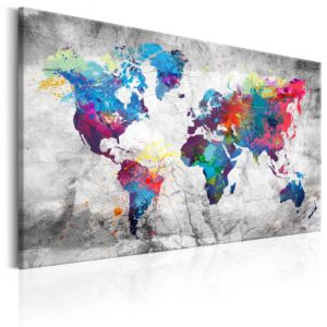 Tableau - World Map: Grey Style fait partie des tableaux murales de la collection de worldofwomen découvrez ce magnifique tableau exclusif chez nous