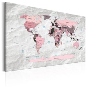 Tableau - World Map: Pink Continents fait partie des tableaux murales de la collection de worldofwomen découvrez ce magnifique tableau exclusif chez nous