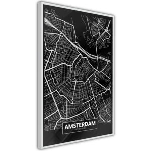 Apportez une nouvelle douche déco avec le Poster et affiche - City Map: Amsterdam (Dark)