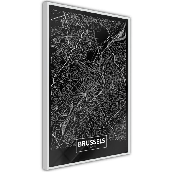 Apportez une nouvelle douche déco avec le Poster et affiche - City Map: Brussels (Dark)