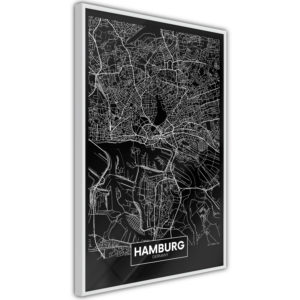 Apportez une nouvelle douche déco avec le Poster et affiche - City Map: Hamburg (Dark)