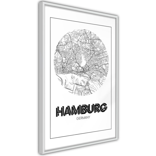 Apportez une nouvelle douche déco avec le Poster et affiche - City Map: Hamburg (Round)
