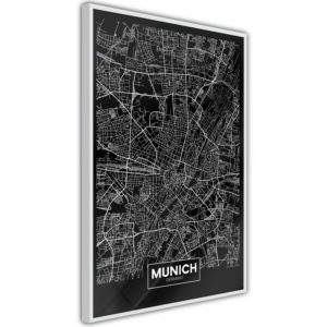 Apportez une nouvelle douche déco avec le Poster et affiche - City Map: Munich (Dark)