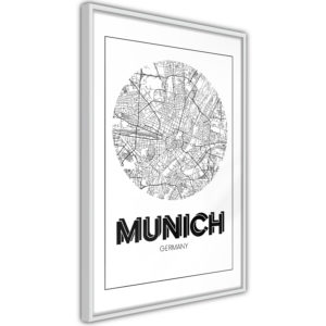 Apportez une nouvelle douche déco avec le Poster et affiche - City Map: Munich (Round)