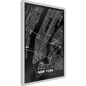 Apportez une nouvelle douche déco avec le Poster et affiche - City Map: New York (Dark)
