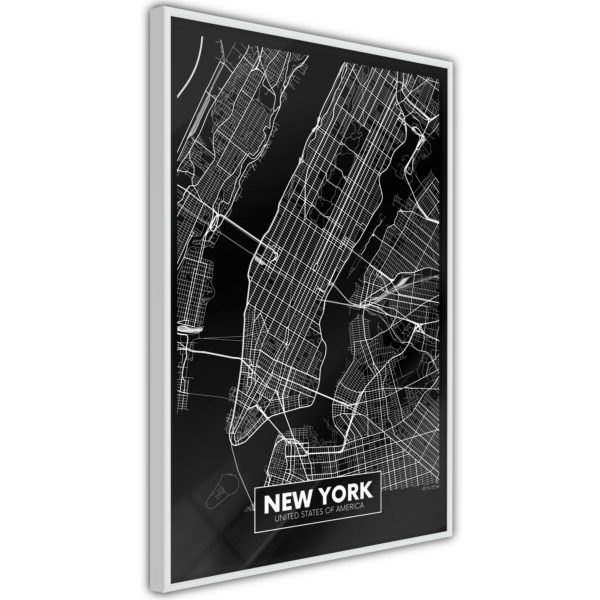 Apportez une nouvelle douche déco avec le Poster et affiche - City Map: New York (Dark)