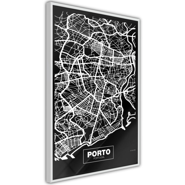 Apportez une nouvelle douche déco avec le Poster et affiche - City Map: Porto (Dark)