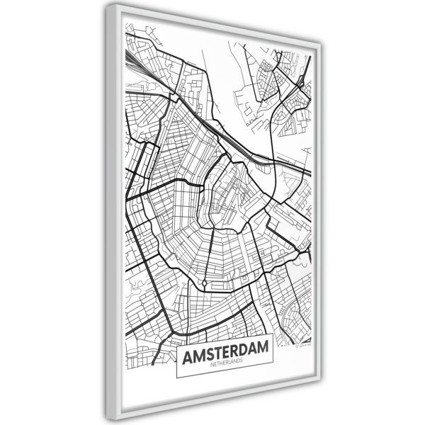 Apportez une nouvelle douche déco avec le Poster et affiche - City map: Amsterdam