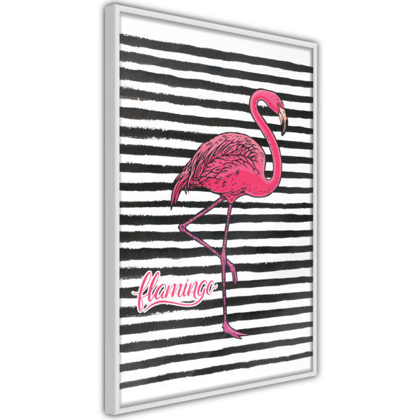 Apportez une nouvelle douche déco avec le Poster et affiche - Flamingo on Striped Background