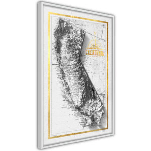 Apportez une nouvelle douche déco avec le Poster et affiche - Raised Relief Map: California
