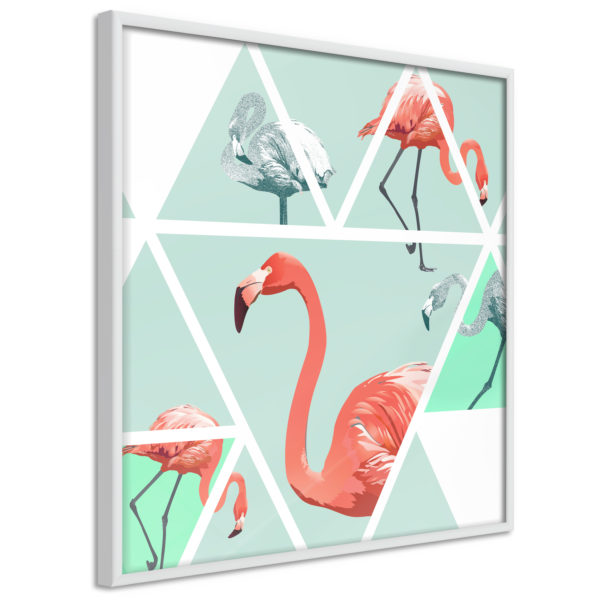 Apportez une nouvelle douche déco avec le Poster et affiche - Tropical Mosaic with Flamingos (Square)