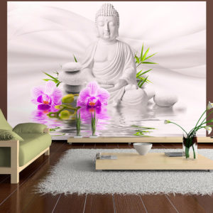 Papier peint adhésif - Buddha and pink orchids