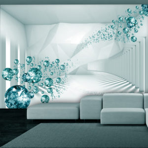 Papier peint adhésif - Diamond Corridor (Turquoise)