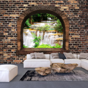 Papier peint adhésif - Stony Window: Waterfalls