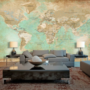 Papier peint XXL - Turquoise World Map II