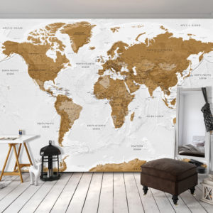 Papier peint adhésif - World Map: White Oceans
