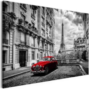 Tableau décoratif : Car in Paris (1 Part) Red Wide en hq