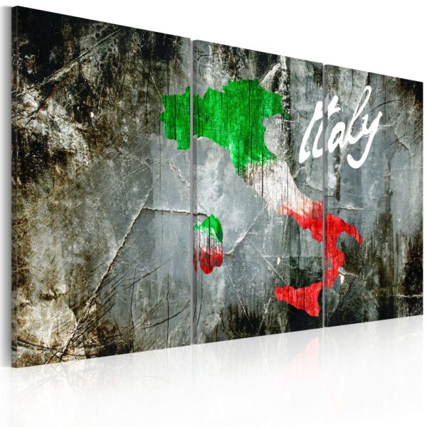 Tableau décoratif : Carte artistique de l'Italie - triptyque en hq
