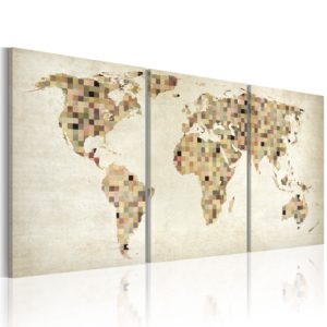 Tableau décoratif : Carte du monde - carrÃ©s en hq