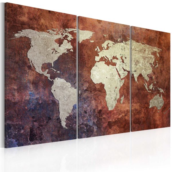 Tableau décoratif : Carte du monde dorÃ©e - triptyque en hq