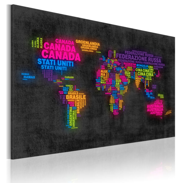 Tableau décoratif : Carte du monde en italien en hq