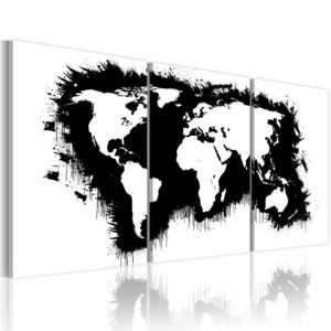Tableau décoratif : Carte du monde en noir et blanc en hq