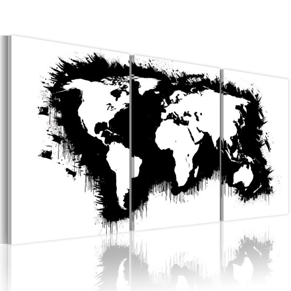 Tableau décoratif : Carte du monde en noir et blanc en hq