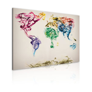 Tableau décoratif : Carte mondiale en fumÃ©e colorÃ©e en hq