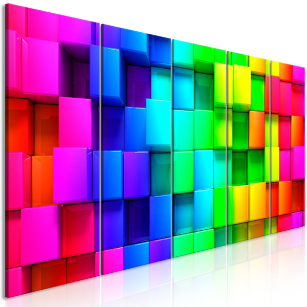 Tableau décoratif : Colourful Cubes (5 Parts) Narrow en hq