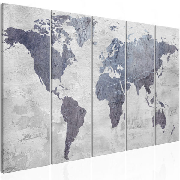 Tableau décoratif : Concrete World Map (5 Parts) Narrow en hq