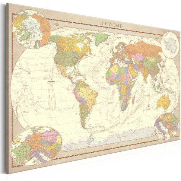 Tableau décoratif : Cream World Map en hq