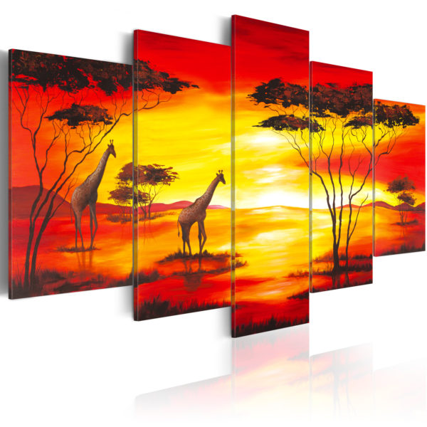 Tableau décoratif : Girafes au coucher du soleil en hq