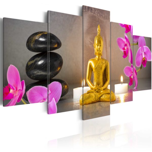 Tableau décoratif : Golden Buddha and orchids en hq