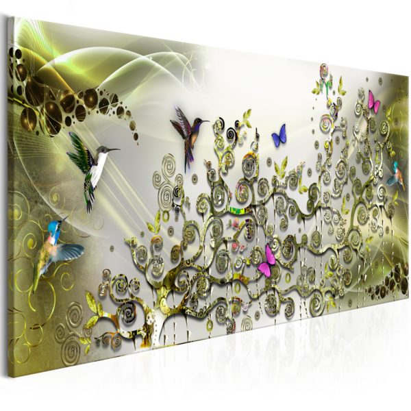 Tableau décoratif : Hummingbirds Dance (1 Part) Green Narrow en hq