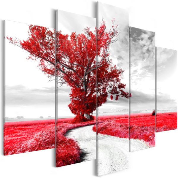 Tableau décoratif : Lone Tree (5 Parts) Red en hq