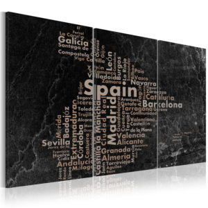 Tableau décoratif : Map of Spain on the blackboard - triptich en hq