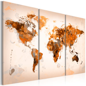 Tableau décoratif : Map of the World - Desert storm - triptych en hq