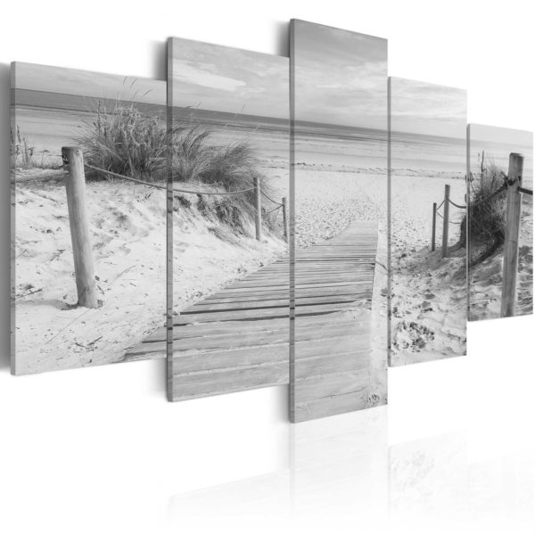 Tableau décoratif : Morning on the beach - black and white en hq