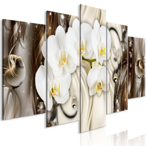 Tableau décoratif : Orchid Waterfall (5 Parts) Wide Brown en hq
