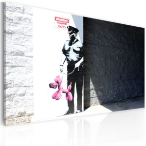 Tableau décoratif : Plicier et chien rose (Banksy) en hq